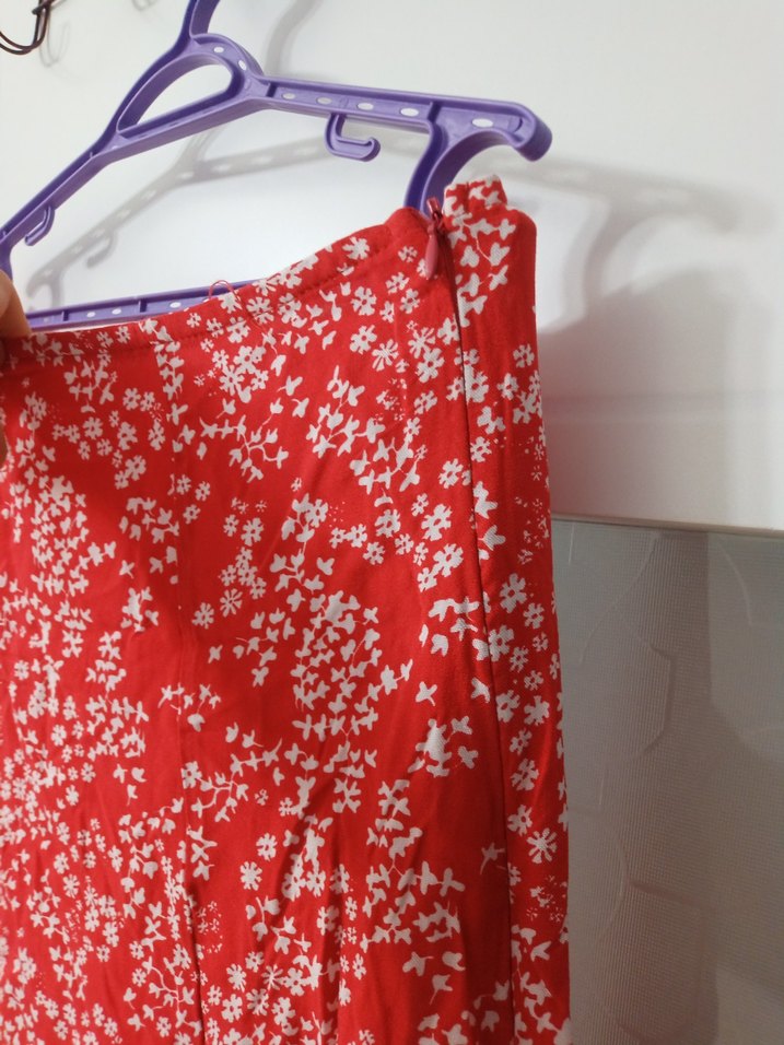 Kırmızı Midi Etek, Salaş, Bohem - Görsel 4