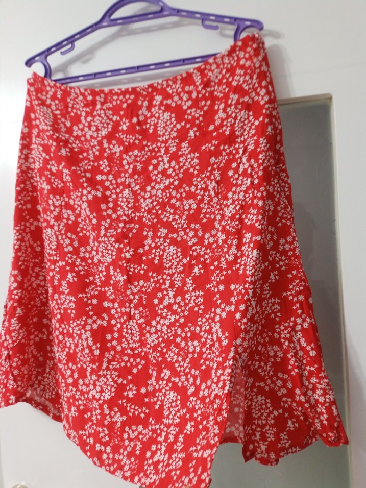 Kırmızı Midi Etek, Salaş, Bohem - Görsel 2