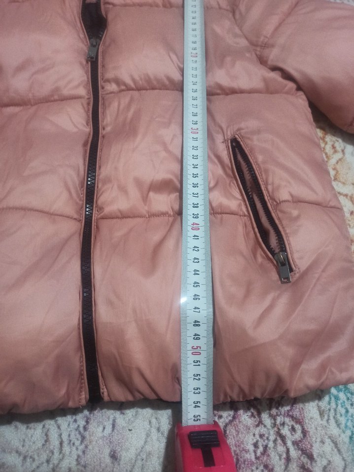 Kız Çocuk Kapüşonlu Pudra Mont - Görsel 2