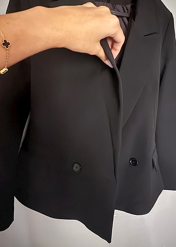 38 Beden siyah Renk Trendyolmilla Düğmeli Siyah Kadın Blazer Ceket
