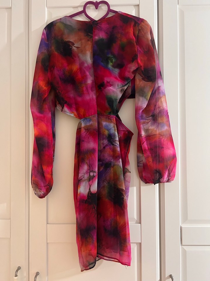 Kadın Çok Renkli Uzun Bağlamalı Elbise - Görsel 4