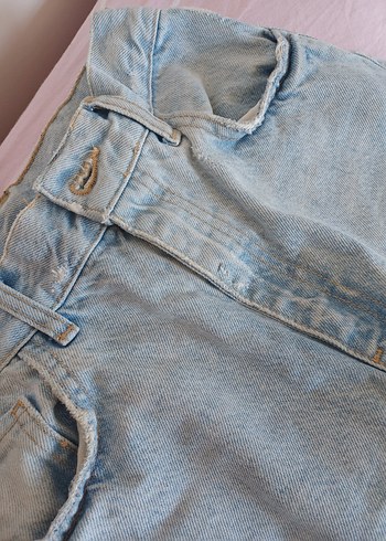 Diğer Düğmeli Mavi Kadın Midi Denim Pantolon