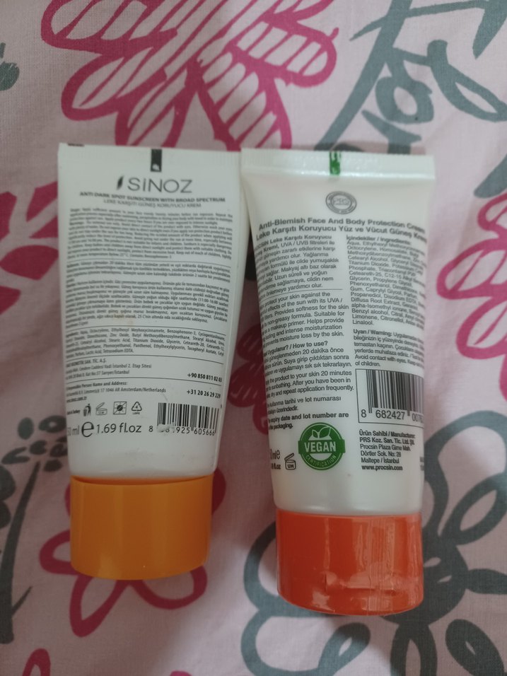 SiNOZ ve PROCSIN SPF 50+ Güneş Koruyucu Kremler - Görsel 2