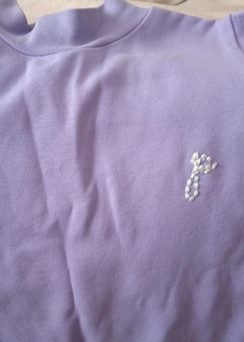 Kız Çocuk Mor Uzun Kollu Düğmeli Sweatshirt - Görsel 2