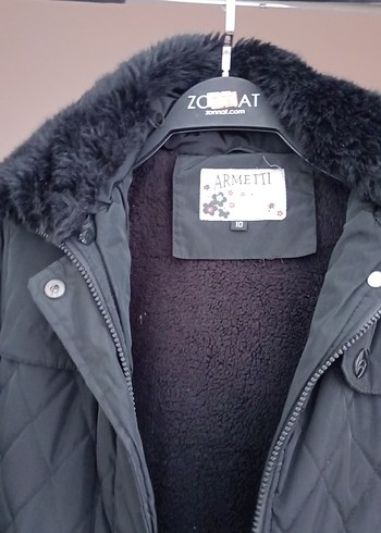 Civil Gri Kadın Midi Mont, Kürklü Yakalı, Rahat Kesim
