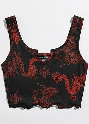 Sheinside Sheinside dragon desenli crop badi