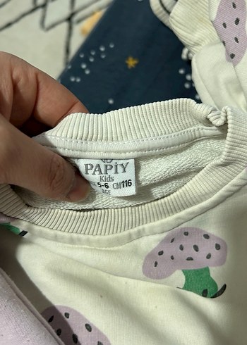 Mor Baskılı Kız Sweatshirt ve Pantolon Takımı - Görsel 2