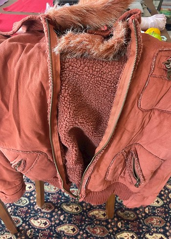 Diğer Pembe Kapüşonlu Fermuarlı Kadın Ceket