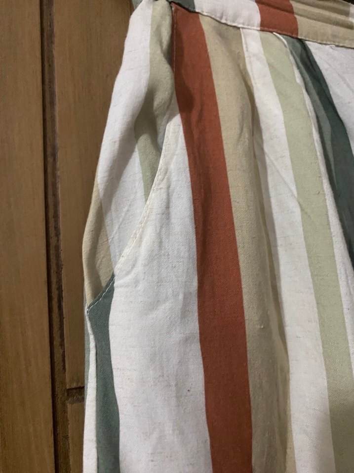 Düğmeli Çizgili Pamuklu Mini Hamile Etek - Görsel 3