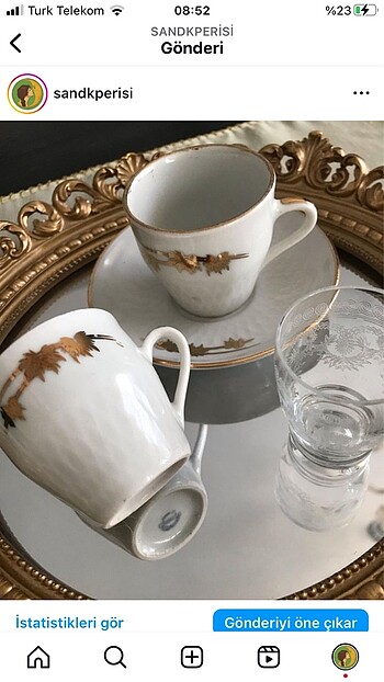 İstanbul porselen iki adet kahve fincanı