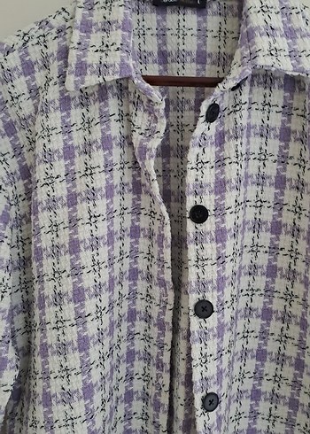 Mor Düğmeli Kadın gömlek - Görsel 2