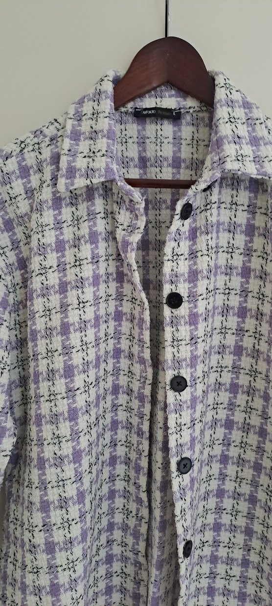 Mor Düğmeli Kadın gömlek - Görsel 2