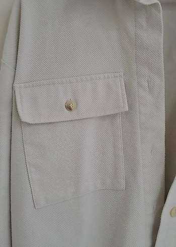 Pamuklu Bej Düğmeli Kadın Gömlek - Görsel 2