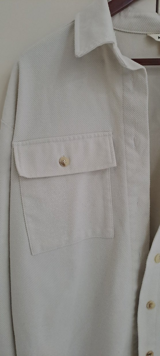 Pamuklu Bej Düğmeli Kadın Gömlek - Görsel 2