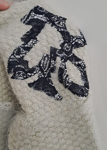 Bohem Tarz Kadın bej Örgü Kazak - Görsel 3