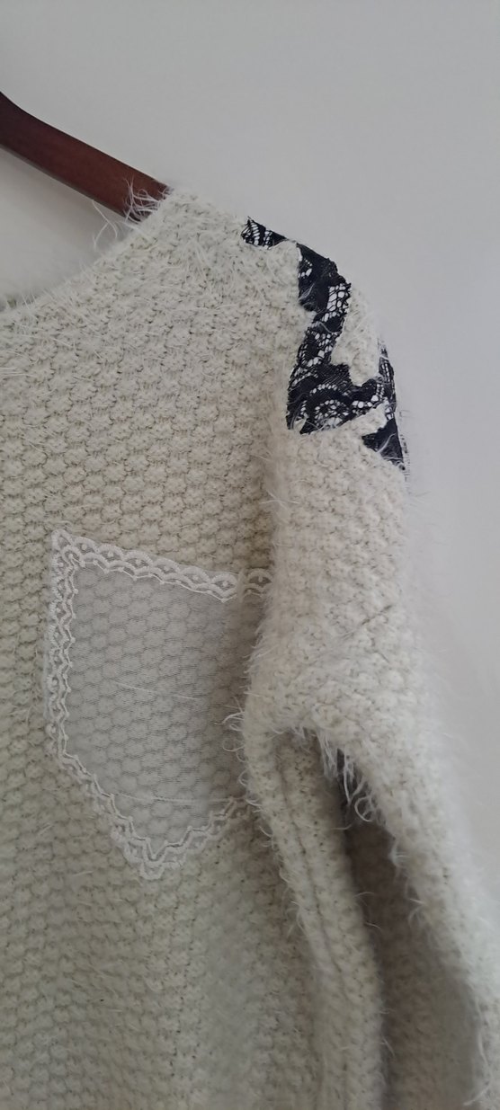 Bohem Tarz Kadın bej Örgü Kazak - Görsel 2