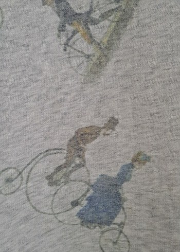 Gri Baskılı Kadın Sweatshirt koton - Görsel 3