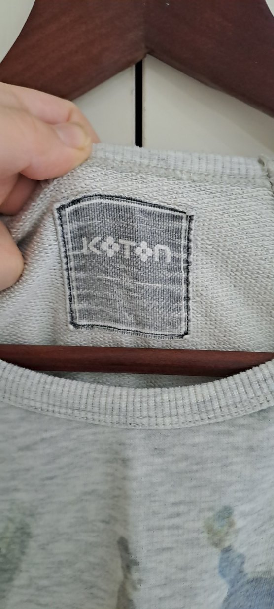 Gri Baskılı Kadın Sweatshirt koton - Görsel 4