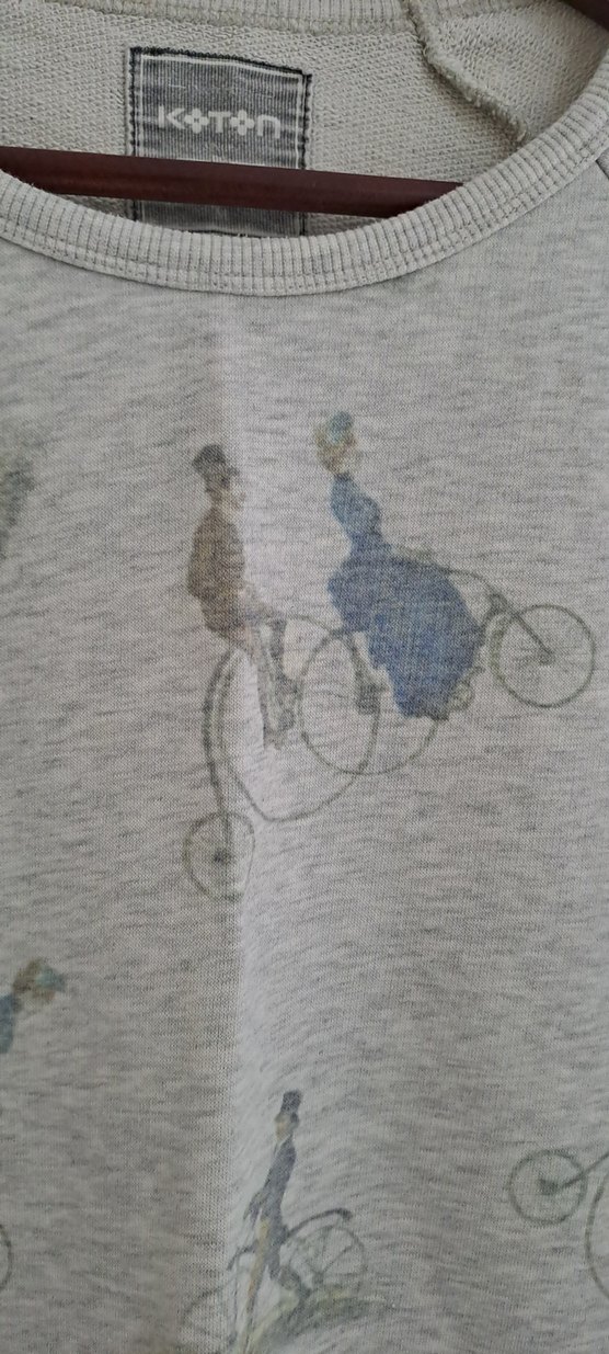 Gri Baskılı Kadın Sweatshirt koton - Görsel 2