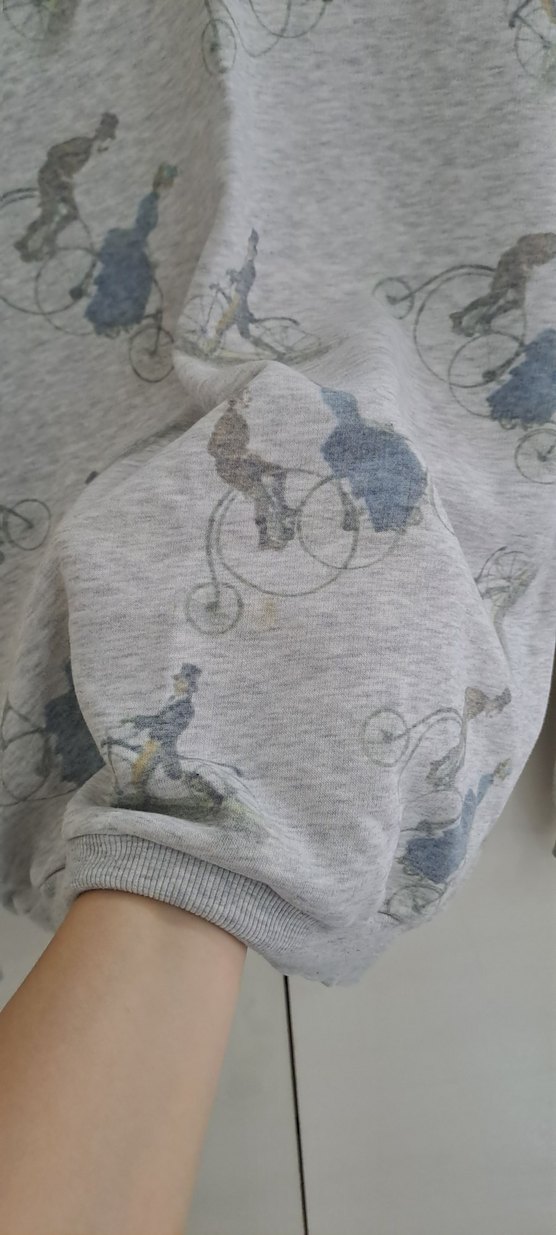 Gri Baskılı Kadın Sweatshirt koton - Görsel 5