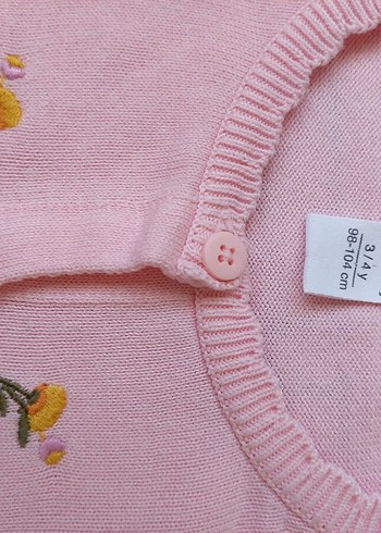 Nakışlı Pembe Kız Çocuk Hırka - Görsel 3