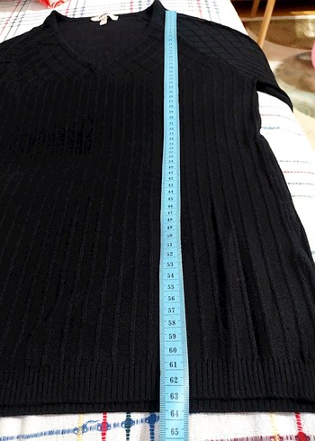 Siyah V Yakalı Örgü Kadın Kazak - Görsel 5