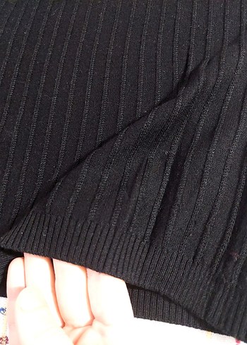 Siyah V Yakalı Örgü Kadın Kazak - Görsel 6