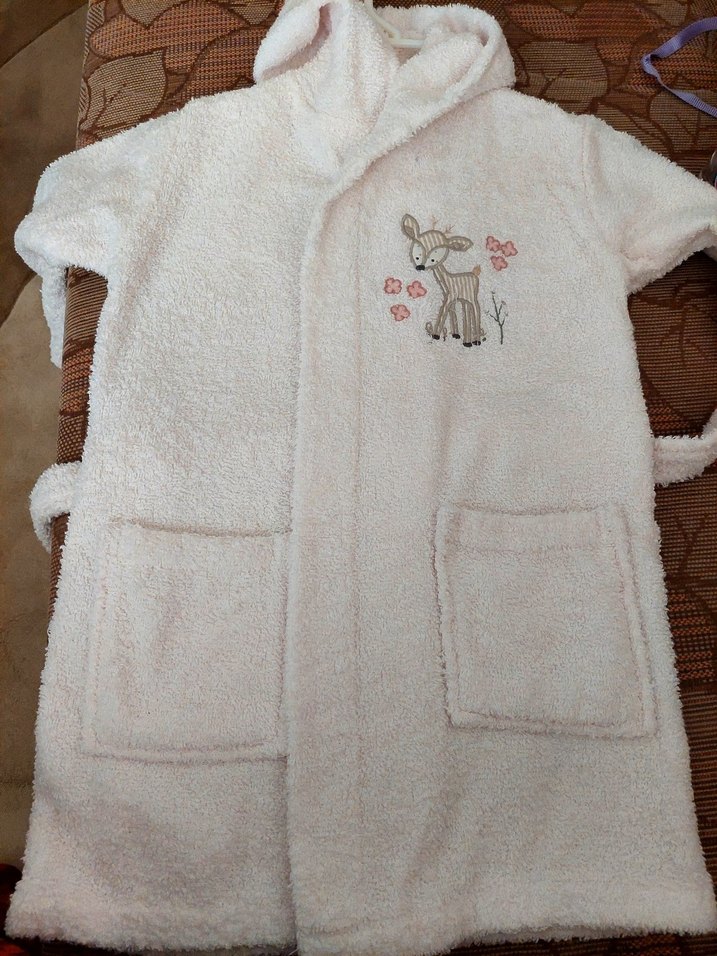 Nakışlı Pembe Kız Çocuk Bornozu - Görsel 5