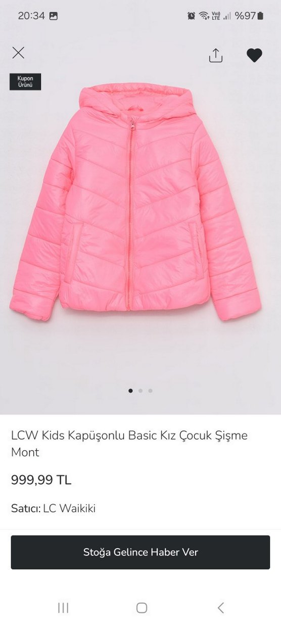 LCW Kids Kapüşonlu Pembe Kız Mont - Görsel 2
