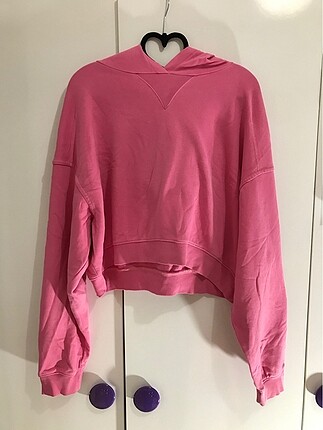 H&M PEMBE KAPÜŞONLU SWEATSHİRT