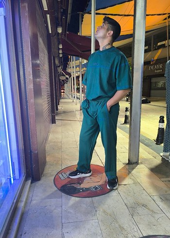 Erkek Yeşil Rahat Kesim penye takim - Görsel 2