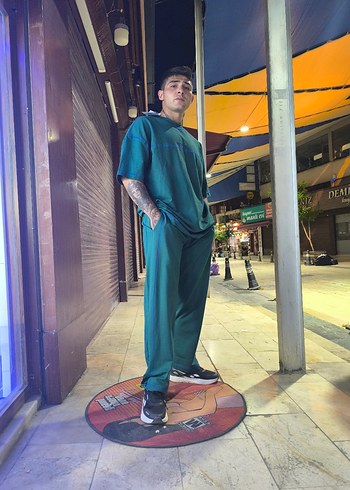 Erkek Yeşil Rahat Kesim penye takim - Görsel 3