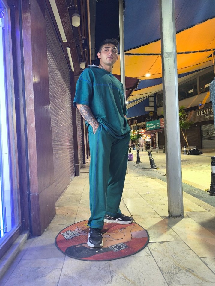 Erkek Yeşil Rahat Kesim penye takim - Görsel 3