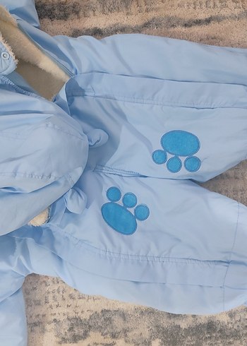 Mavi Erkek Bebek Kürklü Tulum - Görsel 3