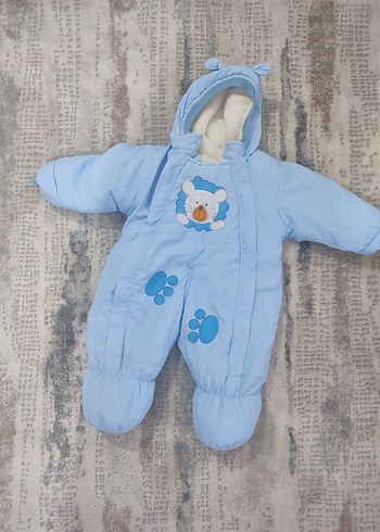 Mavi Erkek Bebek Kürklü Tulum - Görsel 2