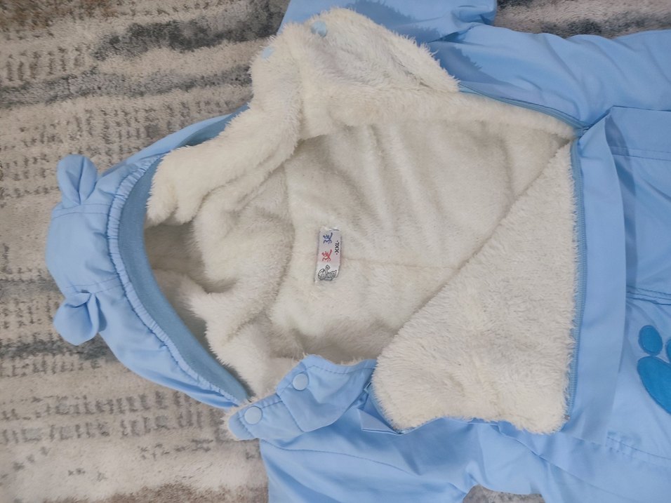 Mavi Erkek Bebek Kürklü Tulum - Görsel 4