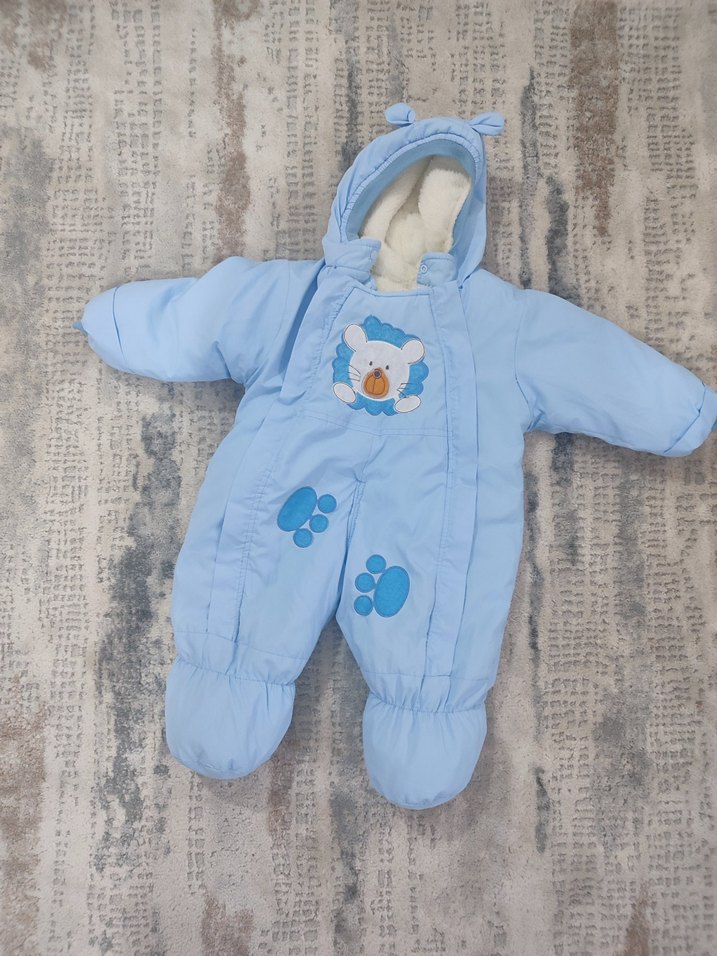 Mavi Erkek Bebek Kürklü Tulum - Görsel 2