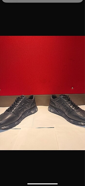 Premiata erkek lacivert deri sneaker