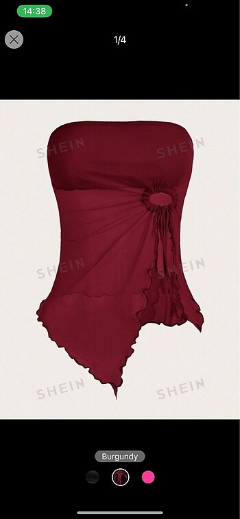 Shein Asimetrik Bordo Crop