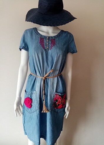 42 Beden ZARA, TASARIM JEAN ELBİSE