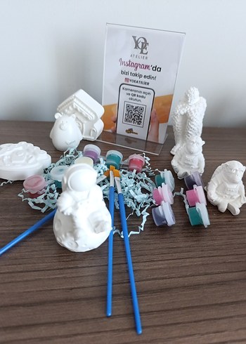 Beyaz Alçı Boyama Seti ve Fırçalar - Görsel 6