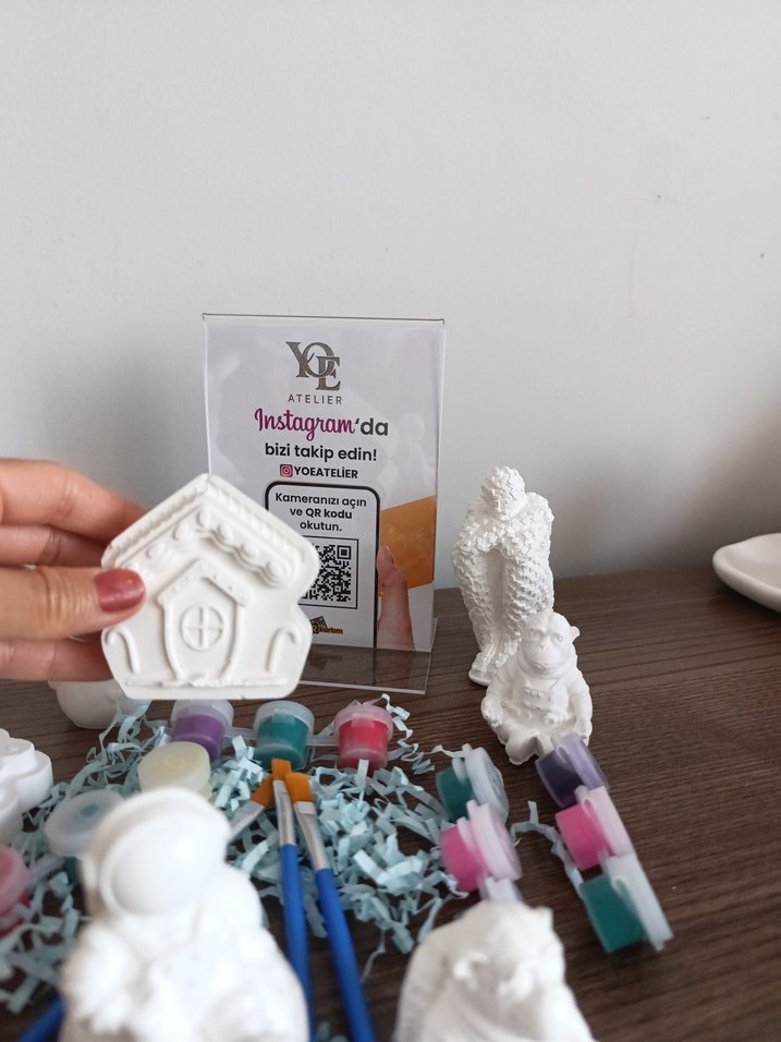 Beyaz Alçı Boyama Seti ve Fırçalar - Görsel 4