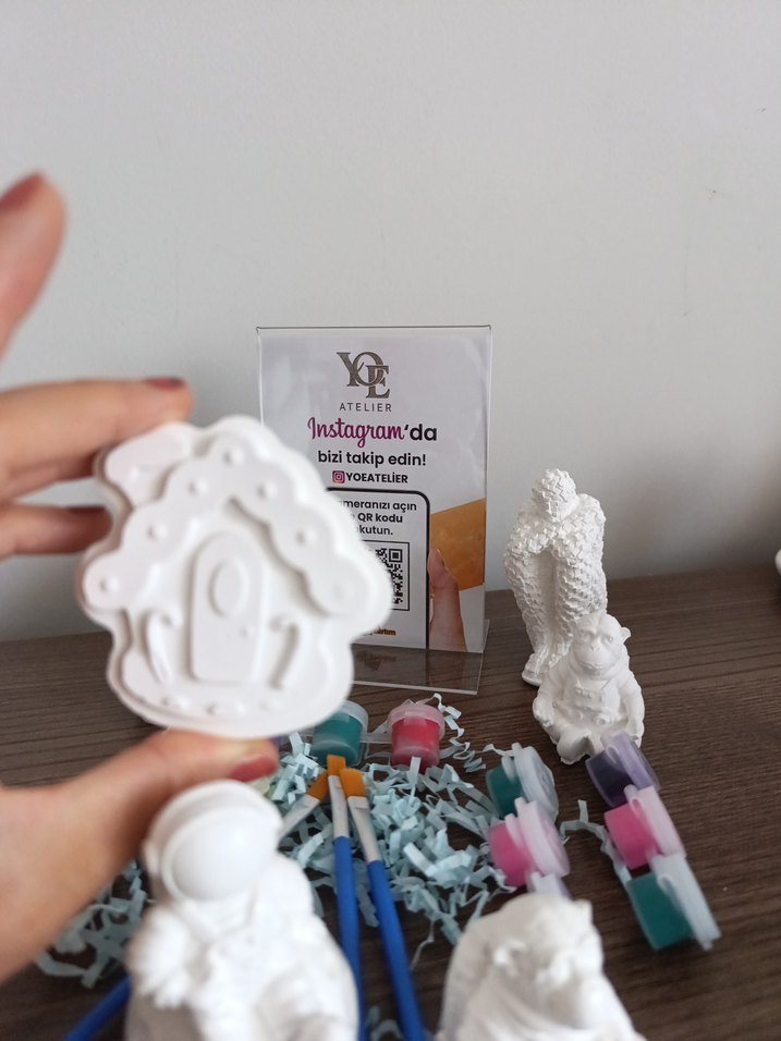 Beyaz Alçı Boyama Seti ve Fırçalar - Görsel 5