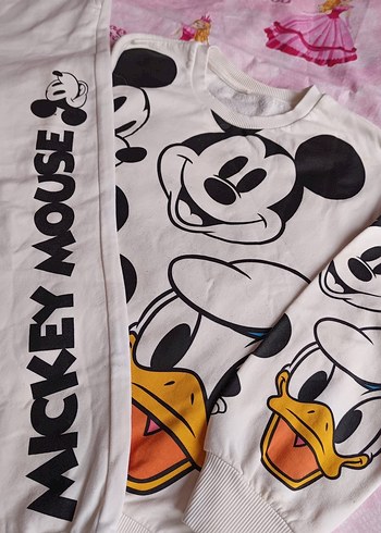 Lisanslı Beyaz Mickey Mouse Baskılı Kız Eşofman Takımı - Görsel 2