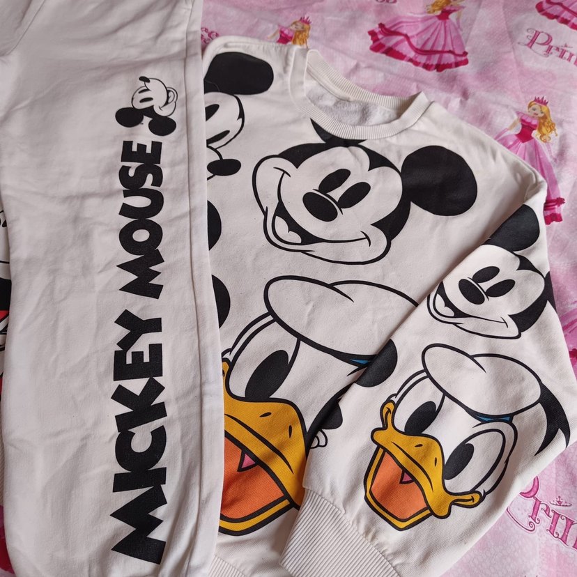 Lisanslı Beyaz Mickey Mouse Baskılı Kız Eşofman Takımı - Görsel 2