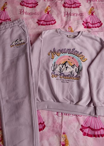 Pembe Bohem Baskılı Kız çocuk ikili takım - Görsel 2