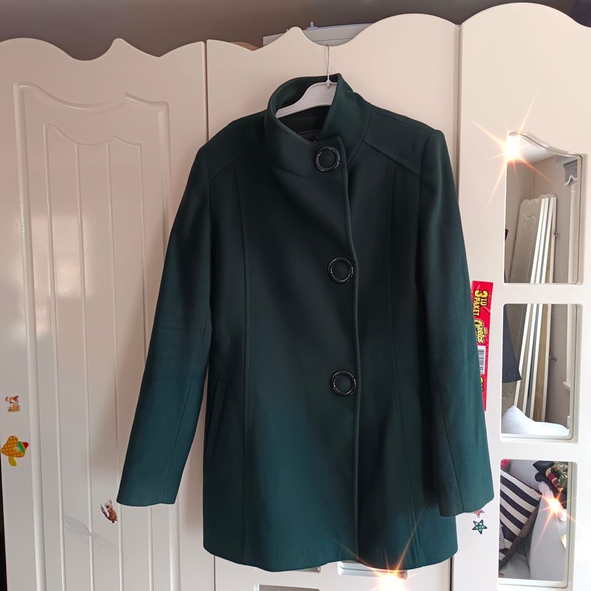 Yeşil Kadın Midi Boy kaşe Ceket - Görsel 4