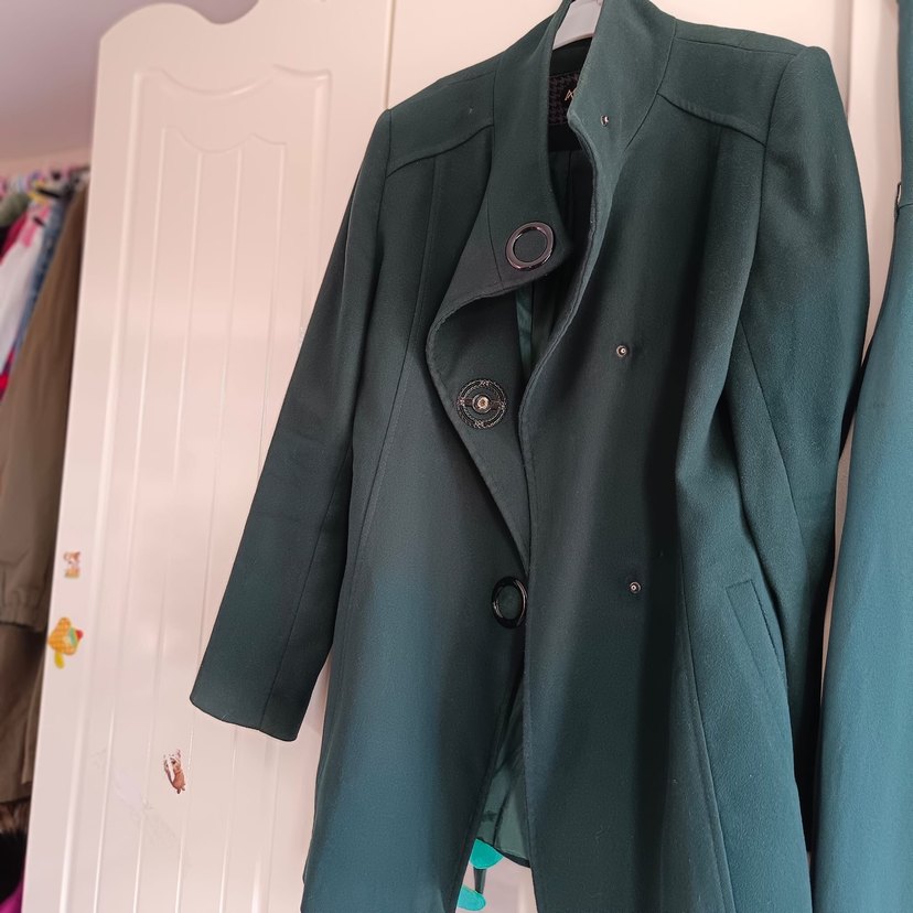 Yeşil Kadın Midi Boy kaşe Ceket - Görsel 3