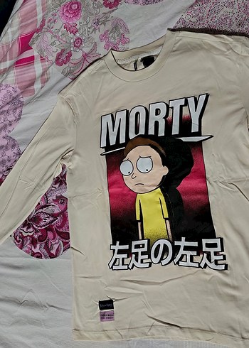Sıfır Bej Uzun Kollu Kız Tişörtü Rick and Morty Baskılı - Görsel 5