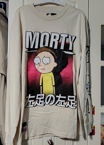 Sıfır Bej Uzun Kollu Kız Tişörtü Rick and Morty Baskılı - Görsel 2